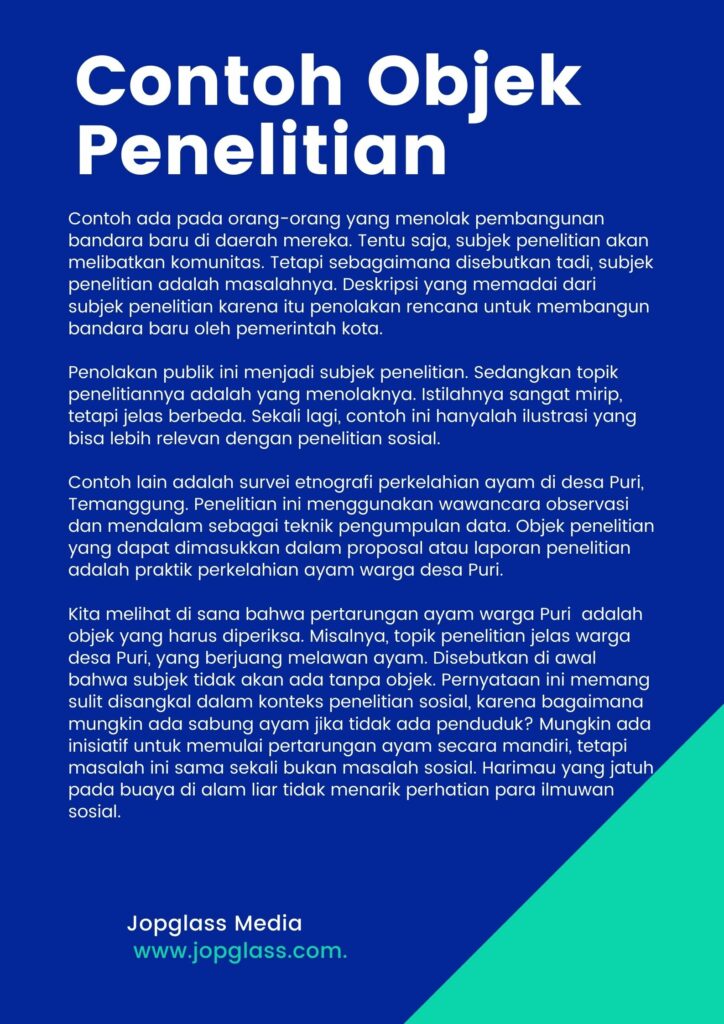 Contoh Objek Penelitian